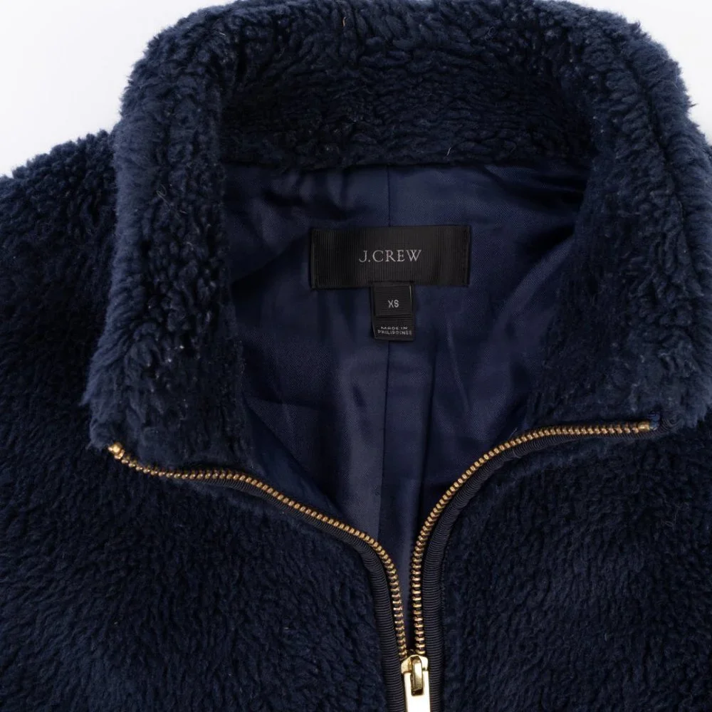 J. CREW Plush navy fleece excursion vest size XS